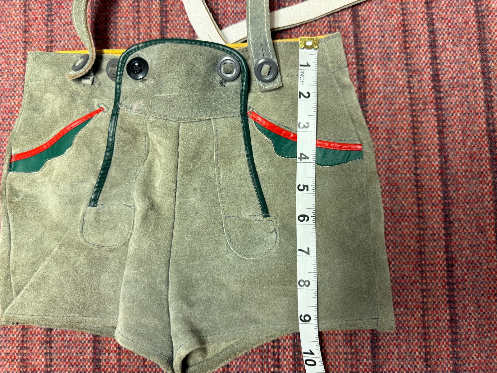 TODDLERS VINTAGE BROWN LEATHER SUEDE GERMAN LEDERHOSEN BIBS