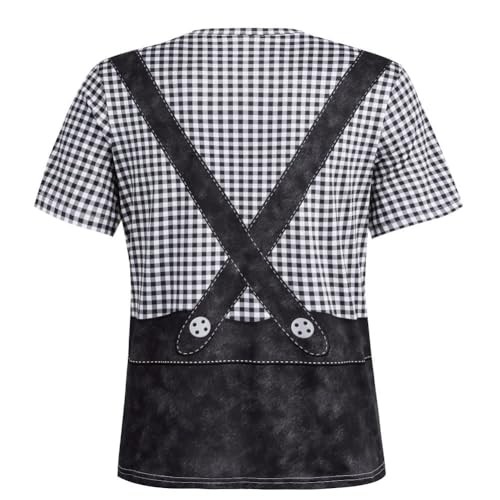 Oktoberfest Costume Lederhosen Bavarian German Suspenders XX-Large Black Grid