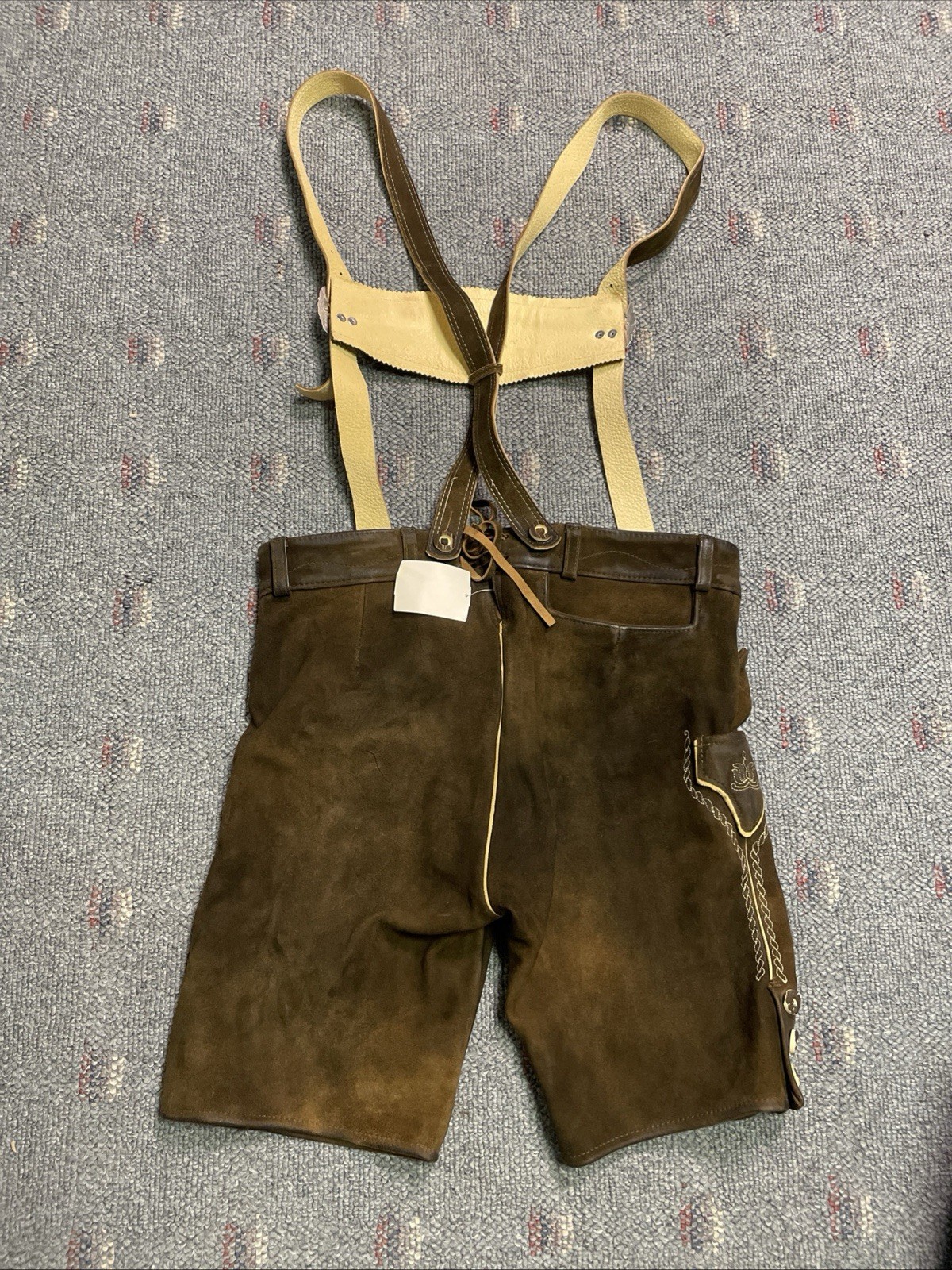 NWT Mens German Brown Leather Lederhosen Size EU 50 US 34 Octoberfest New