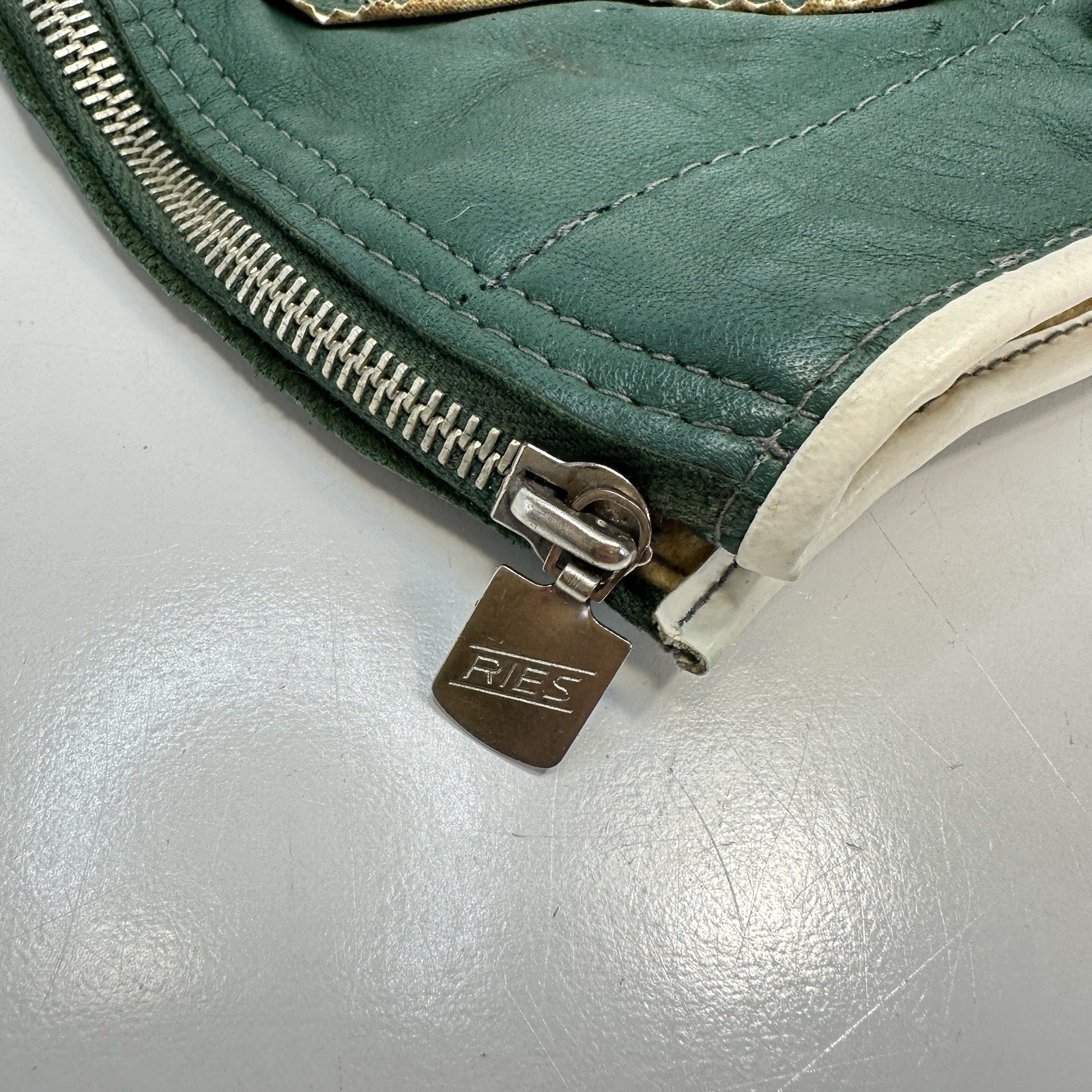 Vintage Green Leather Heart Lederhosen Child Size (see photos for measurements)