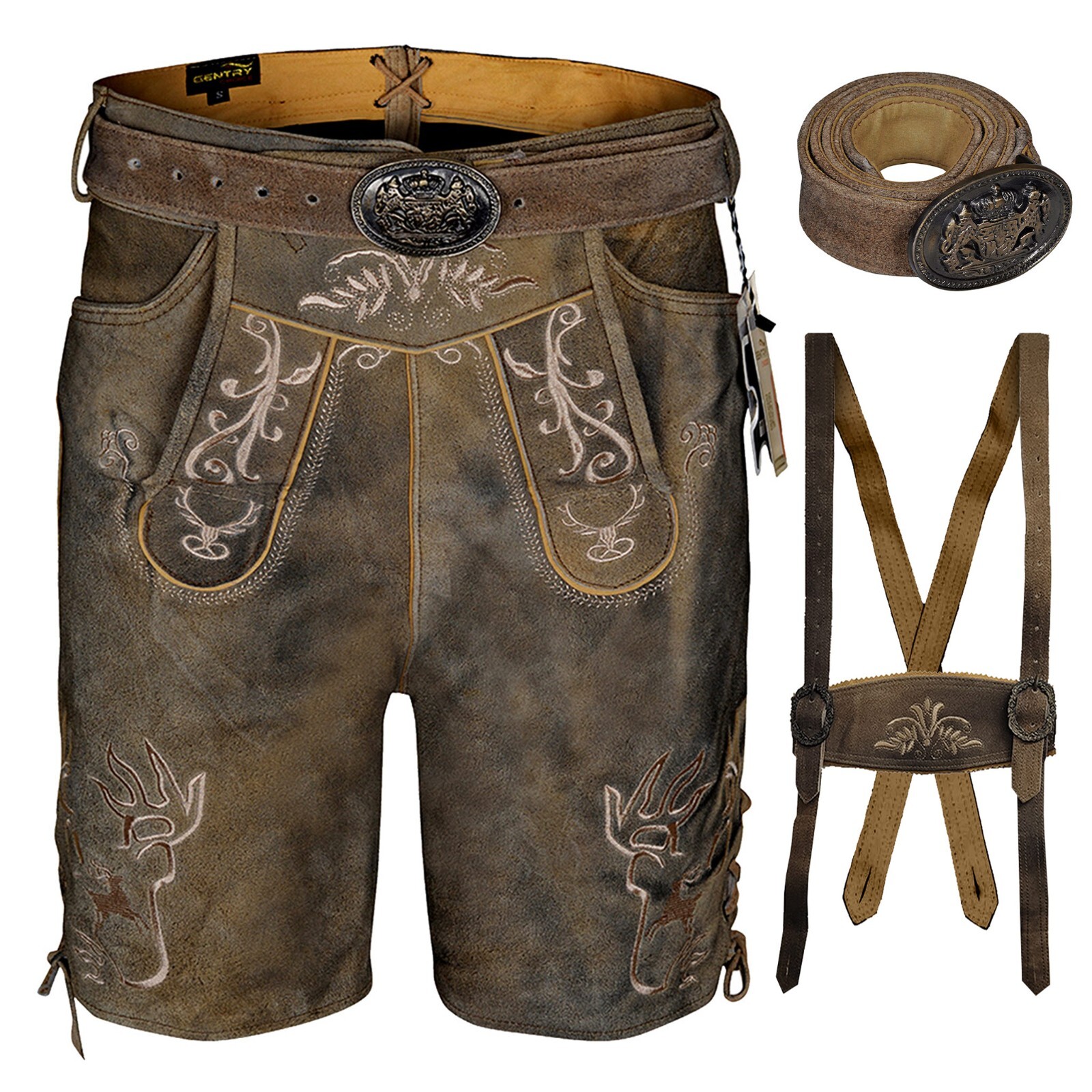 Oktoberfest Men Suede Leather Lederhosen Klose Germen Outfit Bavarain Lederhosen