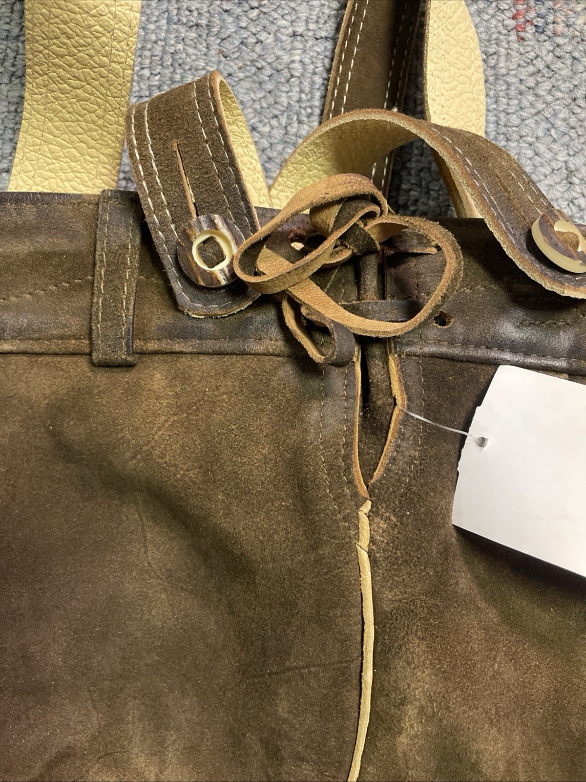 NWT Mens German Brown Leather Lederhosen Size EU 50 US 34 Octoberfest New