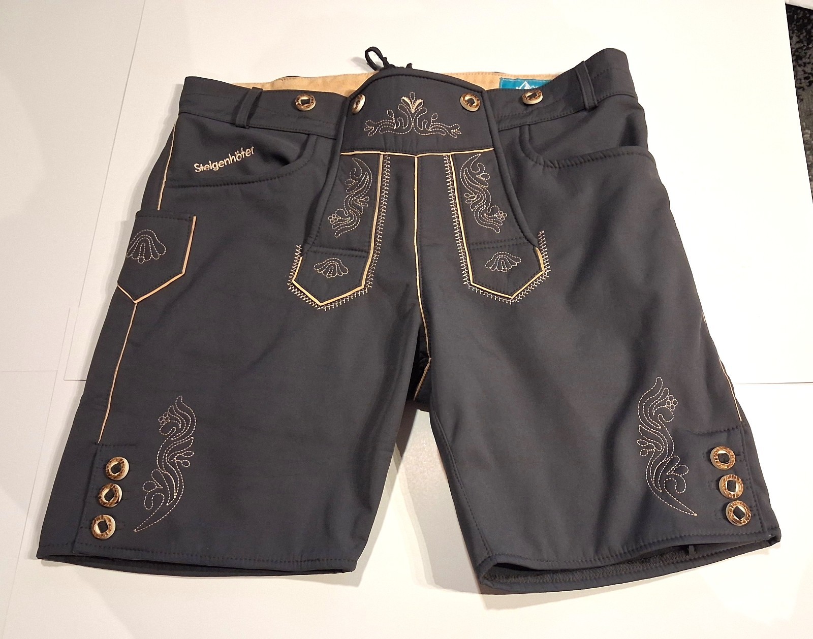 Steigenhofer German Lederhosen Size 36 Gray Oktoberfest Shorts Pants
