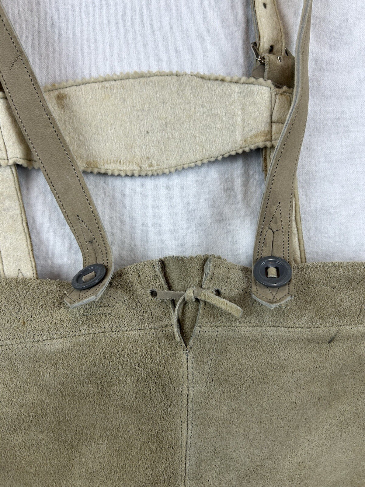 Vintage Lederhosen Suede Leather German Bavarian Genuine Youth Measure In Pics