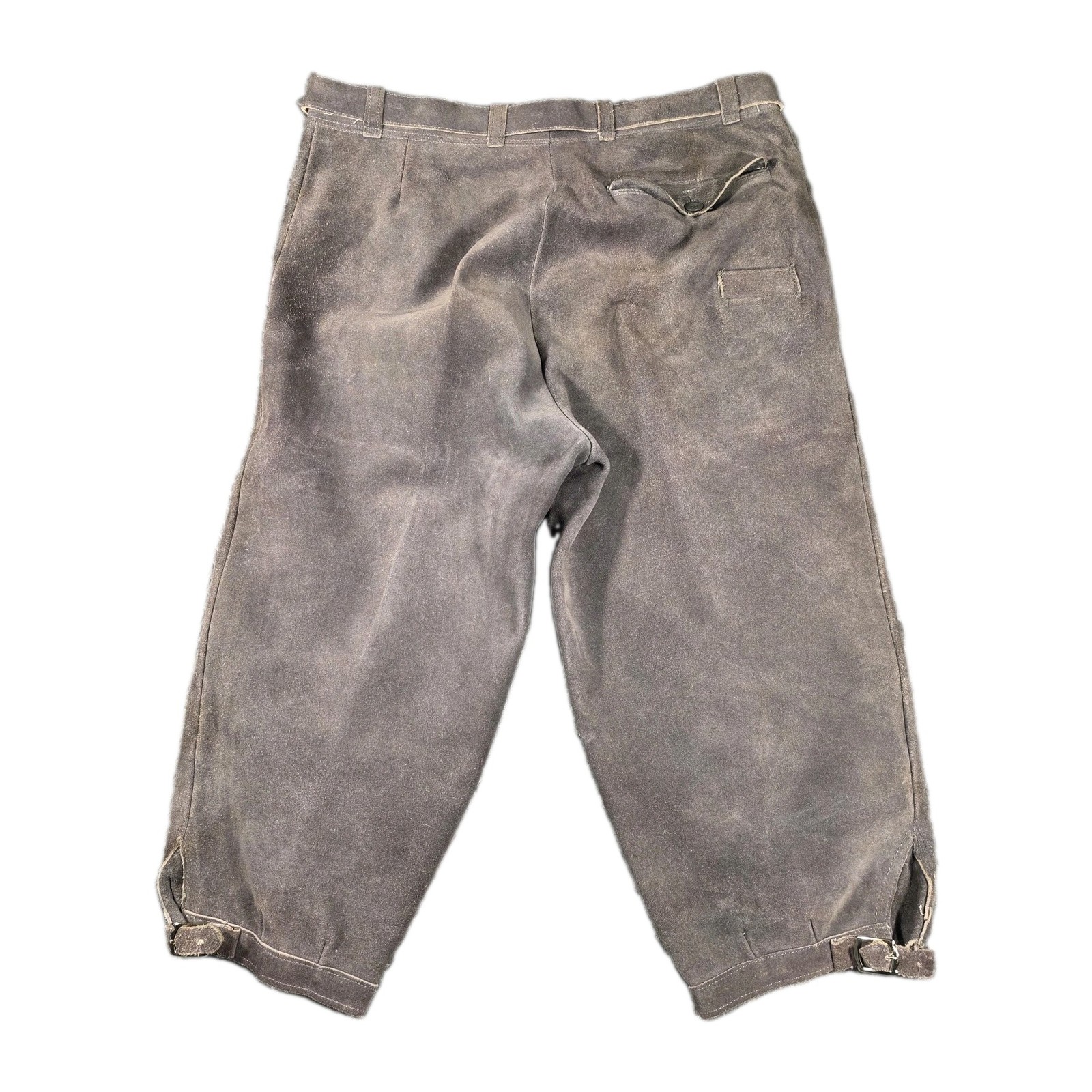 Vintage West Germany Suede Lederhosen Mens M (35) Gray Kniebundhosen Oktoberfest