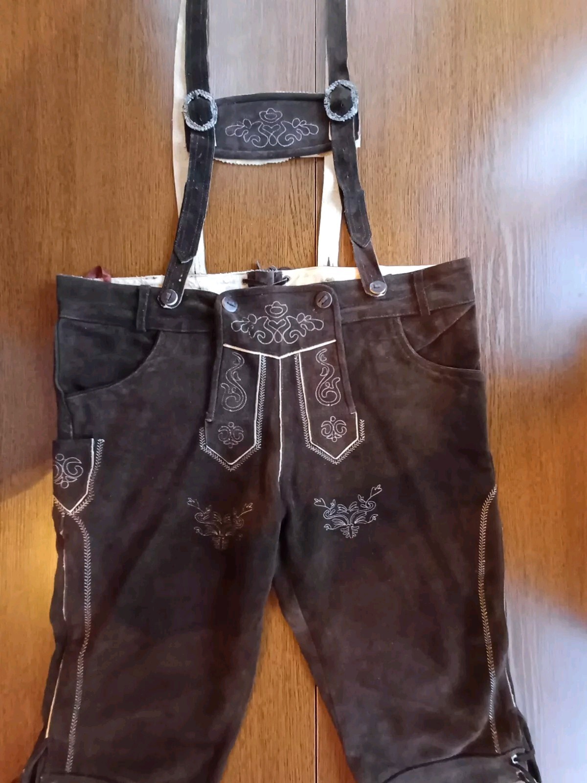 Bavarian Trachten Oktoberfest Suede Leather Lederhosen Shorts Pant Size W 42-44