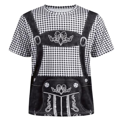 Oktoberfest Costume Lederhosen Bavarian German Suspenders XX-Large Black Grid