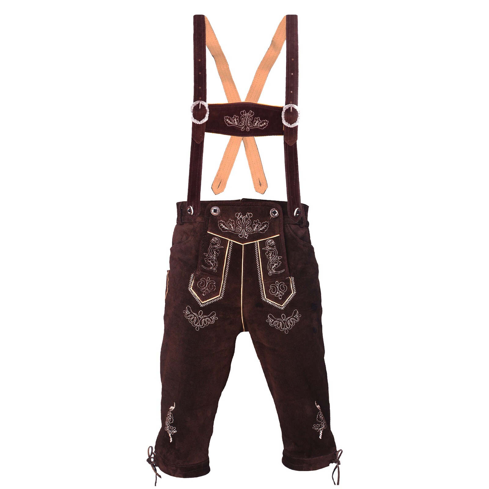 Mens Suede Lederhosen Germen Trachten Kniebundhosen Brown Oktoberfest Clothing