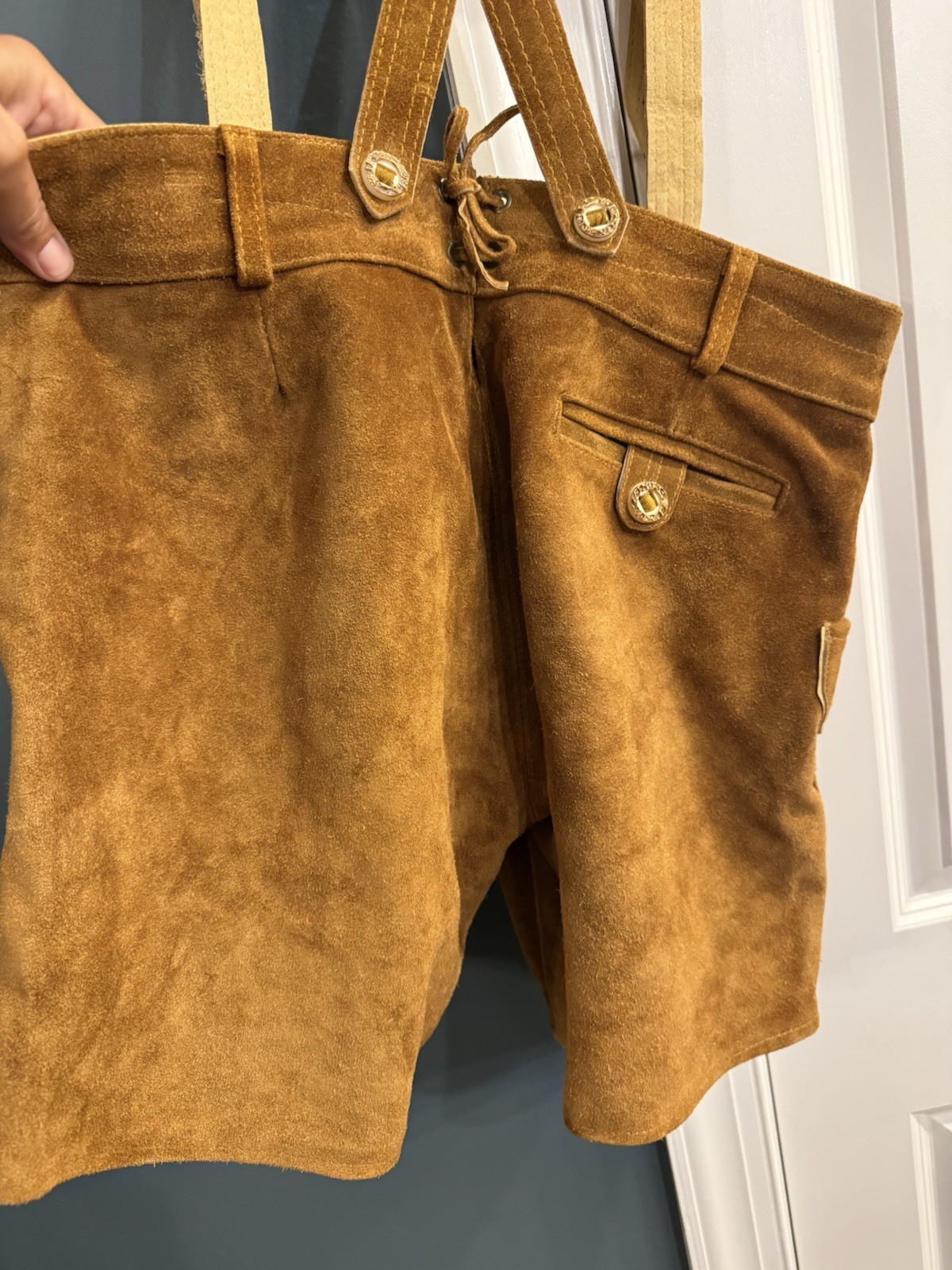 Bavaria Trachten LEDERHOSEN Woman SHORT LIGHT BROWN, US 10/EU