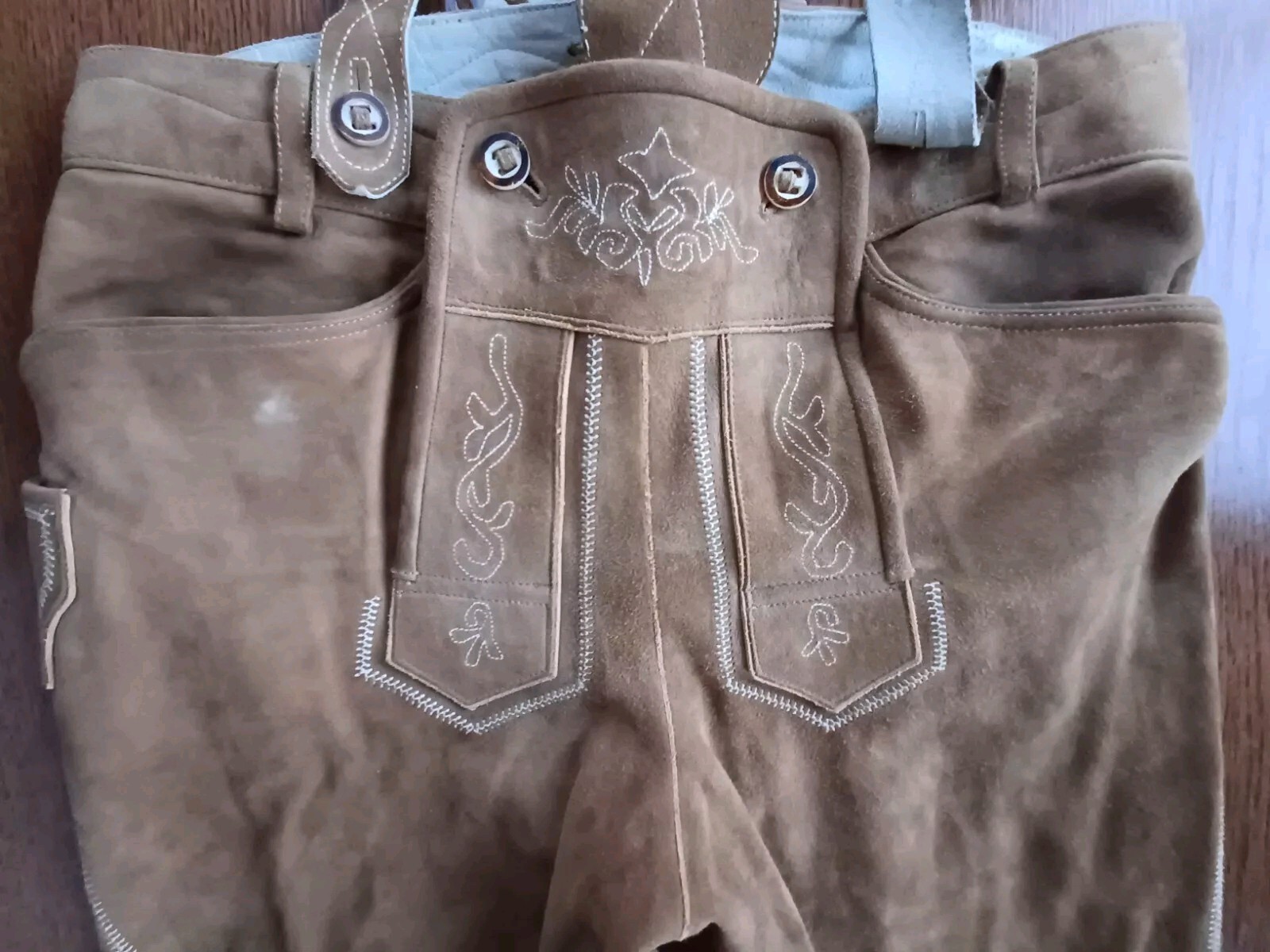 Stunning Oktoberfest Suede Wildbock Deer Leather Trachten Lederhosen Shorts W 34