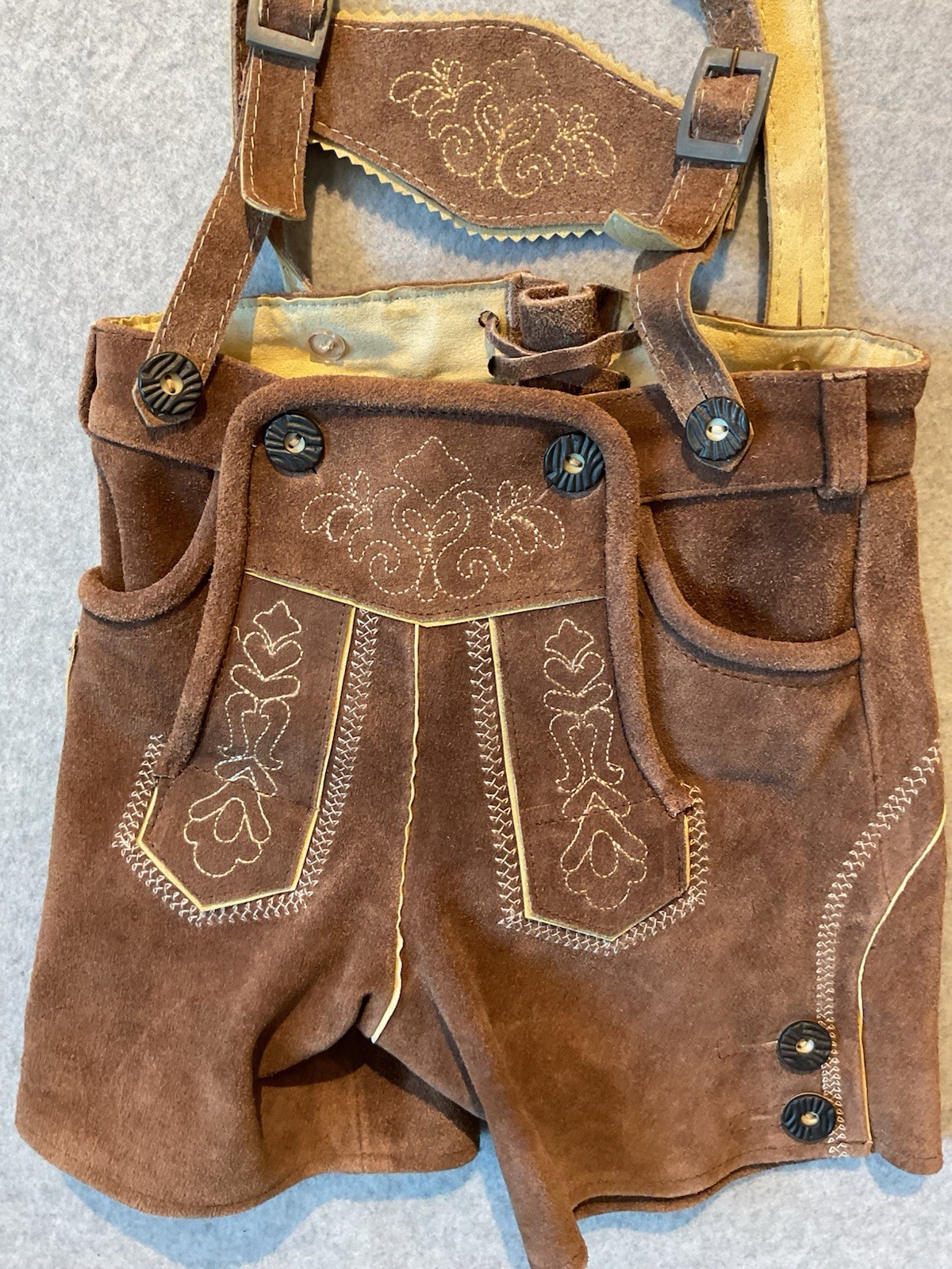 Traditional German Lederhosen Embroidered Suede Leather 92 12 Mo Tan Toddler