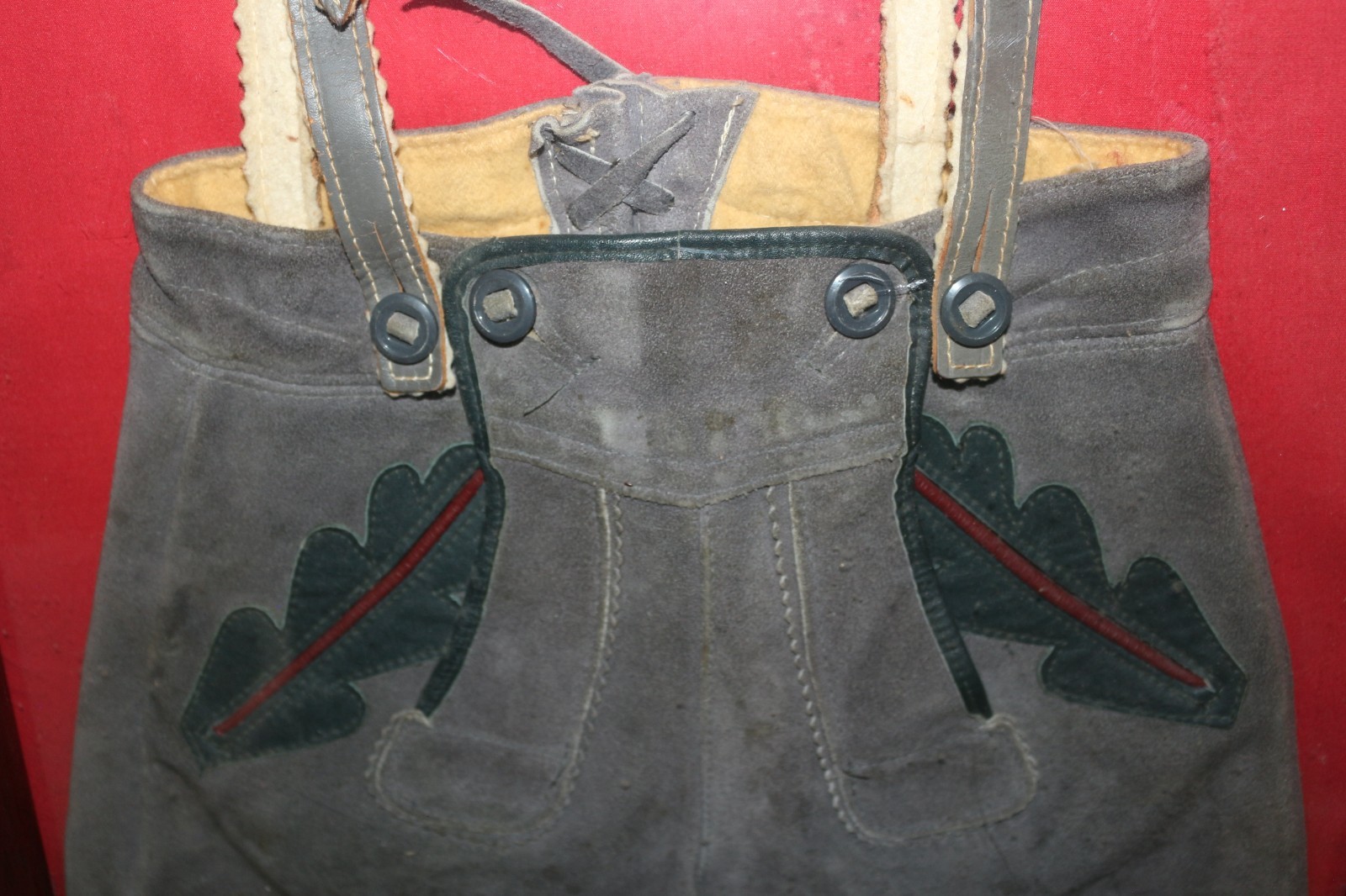 Vintage Early Leather Boys German Lederhosen Germany Octoberfest Framed