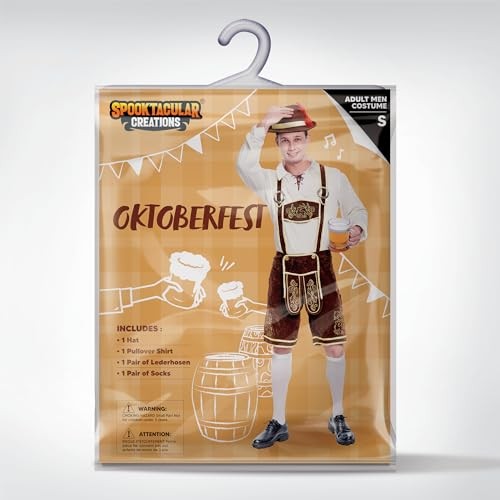 Men’s German Bavarian Oktoberfest Costume Set, Beer Costume Hat X-Large Brown