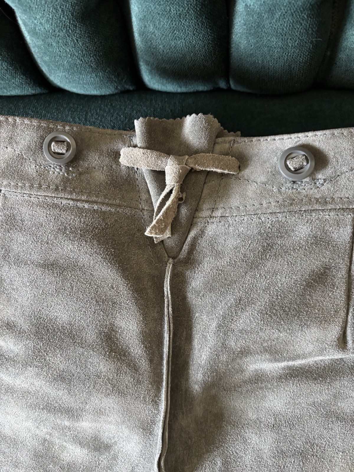 Vintage German Lederhosen Genuine Suede Oktoberfest Shorts EU Size 38 Gray