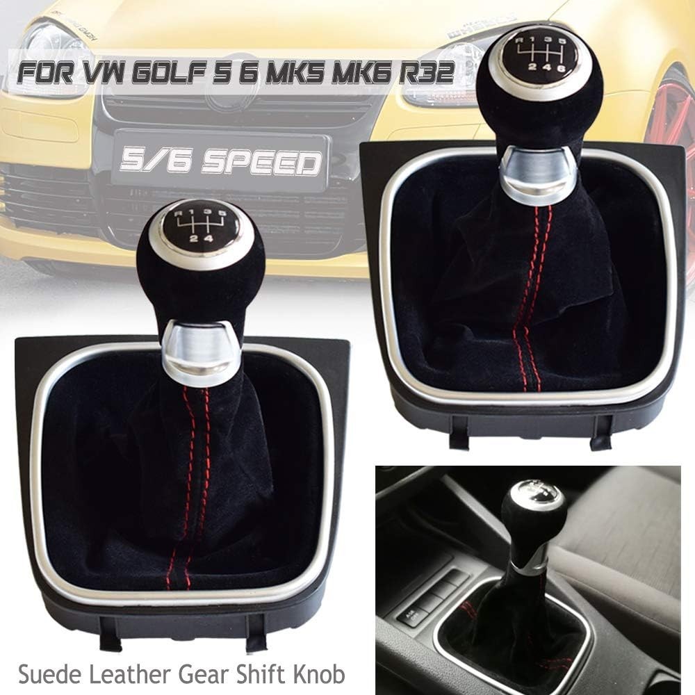 6 Speed Shift Knob Boot Cover Suede Leather for VW Golf 5 6 MK5 MK6 R32 GTI