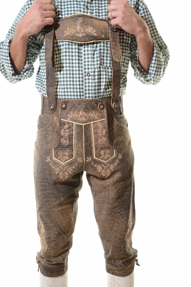 Men’s Lederhosen Oktoberfest Outfit | Suede Leather Bavarian Shorts with Belt