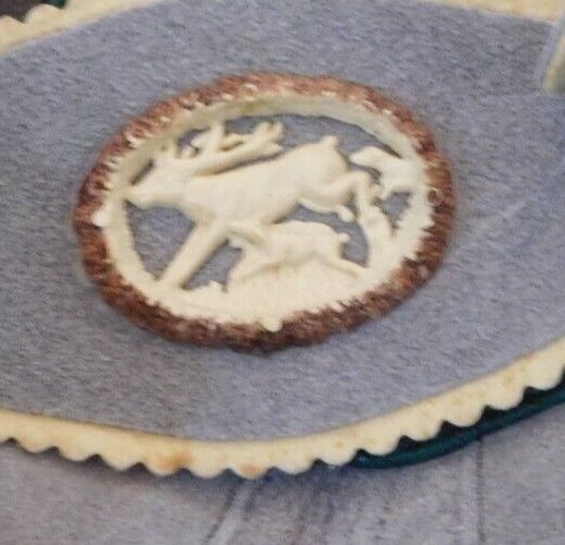 Vintage German Bavaria Children’s Lederhosen Green/Grey Carved Antler Buttons