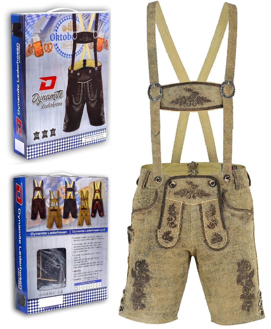 Men Oktoberfest Lederhosen- Authentic Bavarian Lederhosen-Suede Leather Trousers