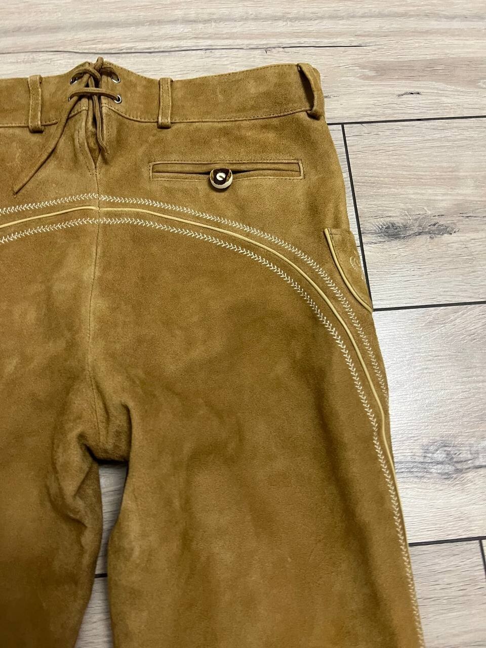Men Der Wildschutz Leather Trachten Loden 3/4 pants Oktoberfest National 33×18