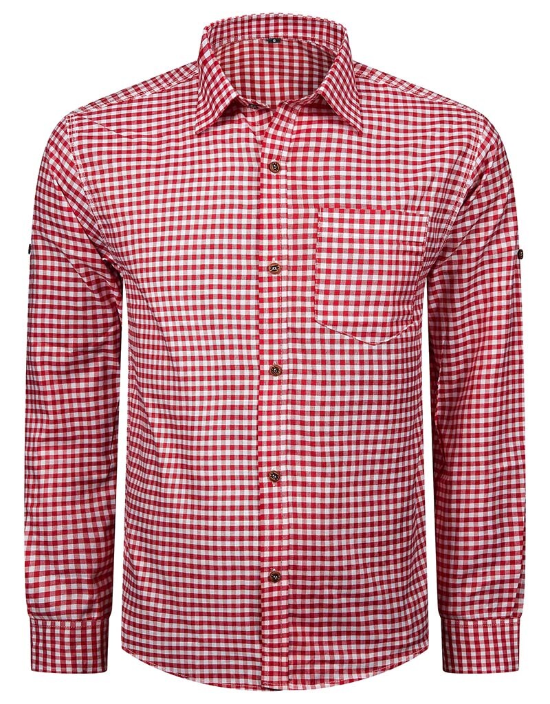 Trachtenset Herren Trachtenlederhose Gr 46 bis 62 Rot Hemd mit Socken