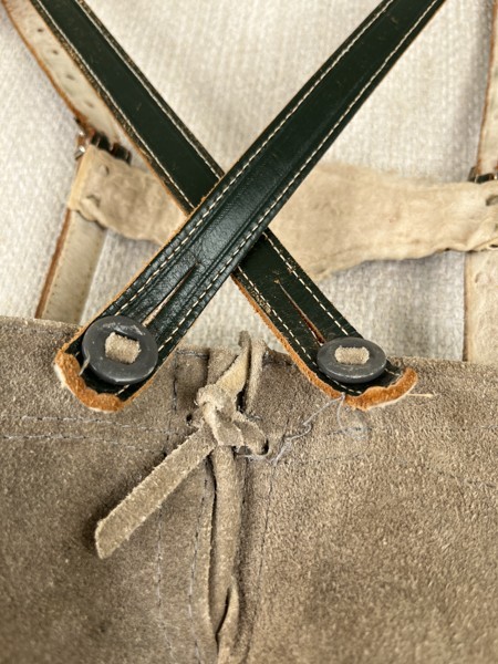 VTG Kids Lederhosen Shorts Suede Leather Shorts Suspenders Oktoberfest Bavarian