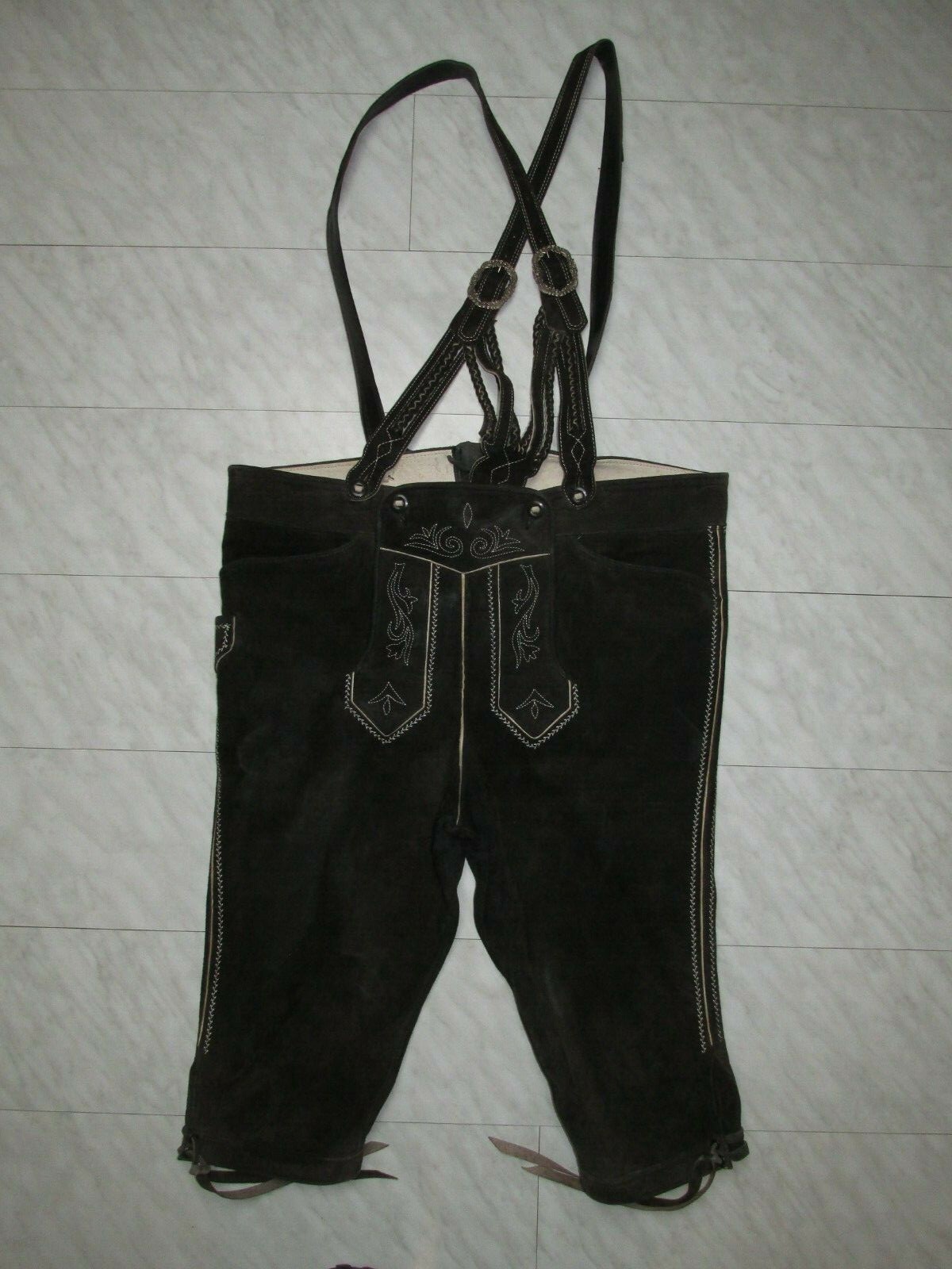 Vintage 80er Kniebund Lederhose Träger Gay Größe 58 innen Glattleder sehr weich