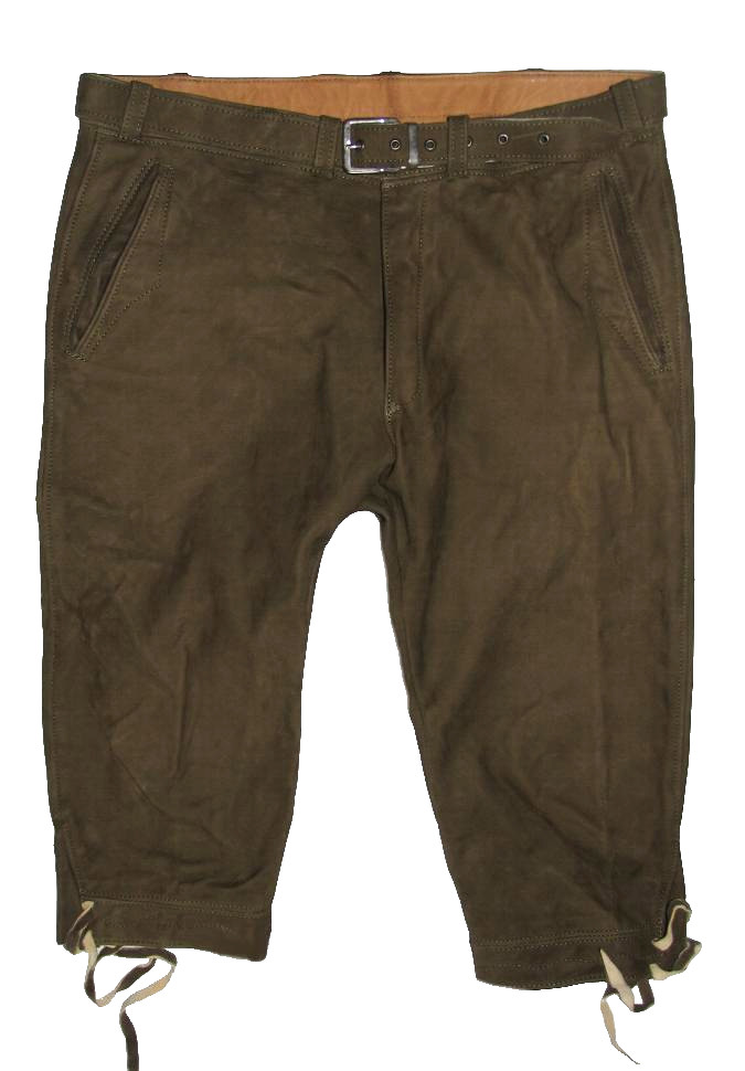 Men’s Trachten Knee-Length Lederhosen / Trachten Trousers In Olive Green Size 50