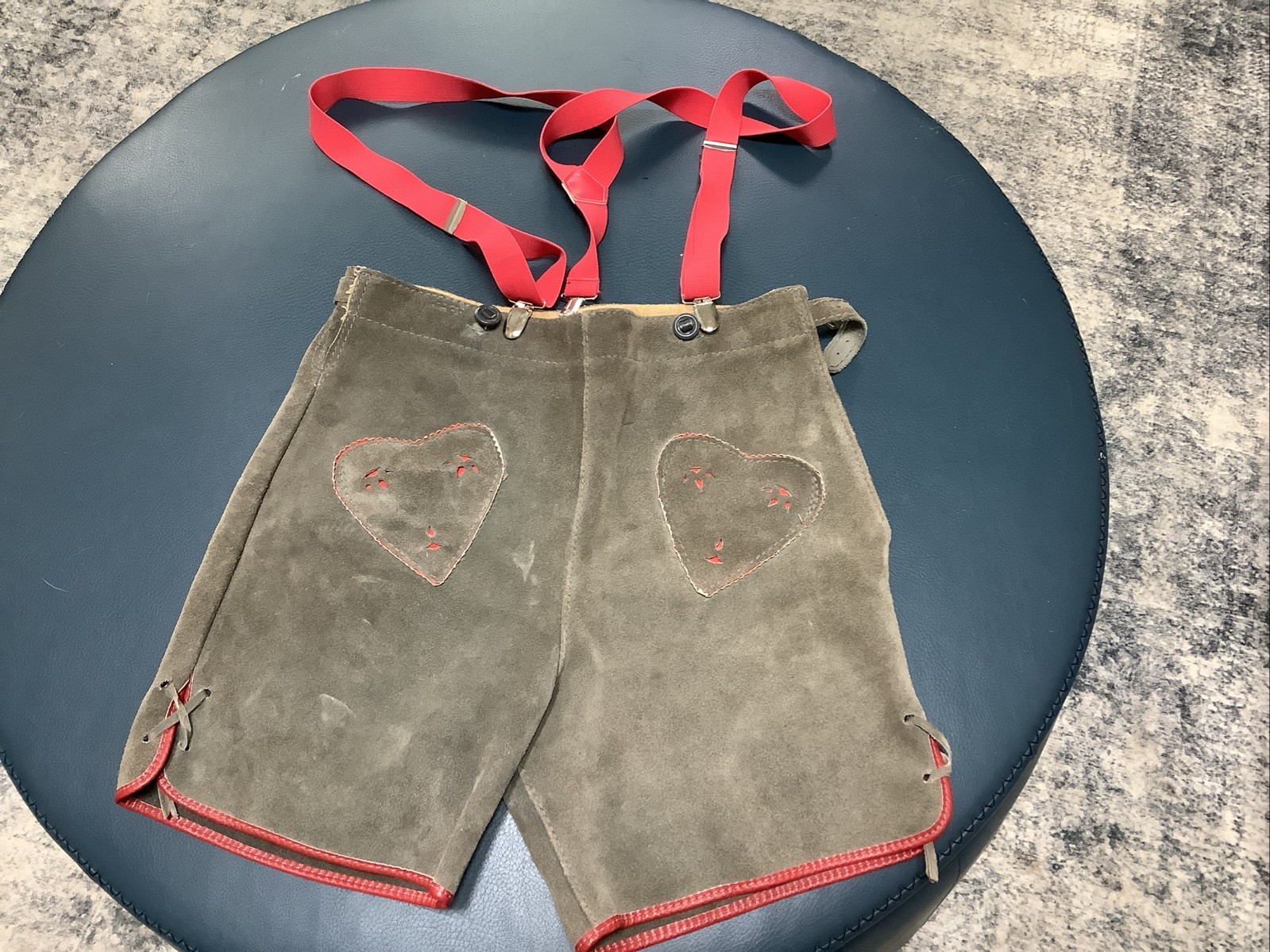 Vtg Lederhosen Sz 26 Waist Suede Shorts Leather Oktoberfest RIES Zipper Unisex