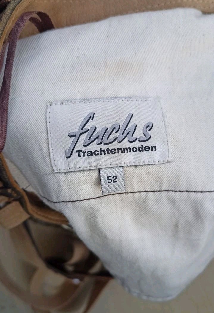 Bavarian traditional Lederhose shorts. German leather suit. Size 52