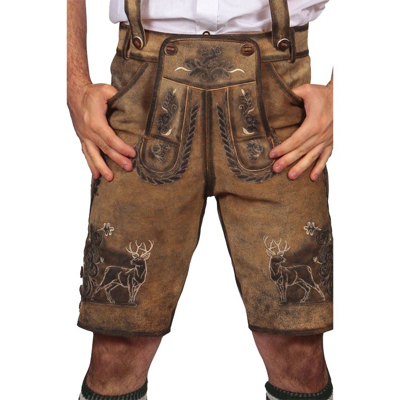 Men’s German Bavarian Authentic Lederhosen Oktoberfest Costume Suede Lederhosen