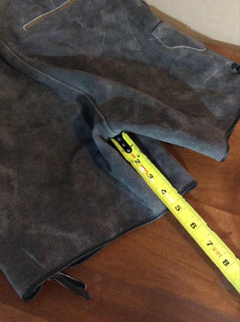 Vintage Leather Lederhosen with Suspenders. Octoberfest Deer Emblem