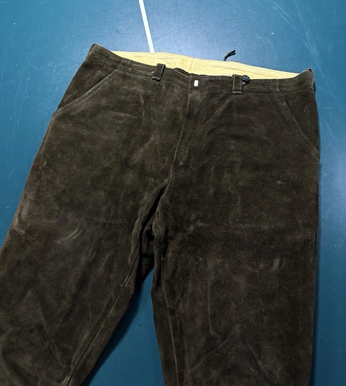 Vtg 40s German Lederhosen Knickerbockers Suede Leather Kniebund Shorts Size 38