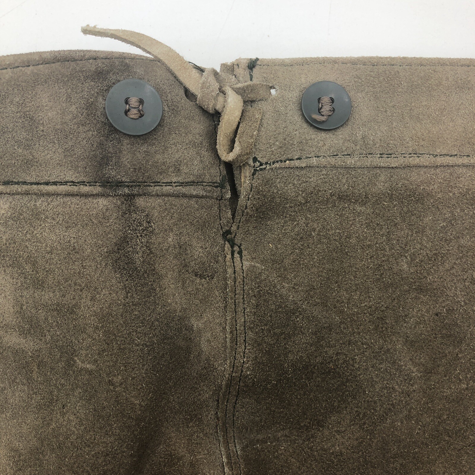 Authentic Vintage Lederhosen Oktoberfest Men Suede Leather German 13” Waist Pant