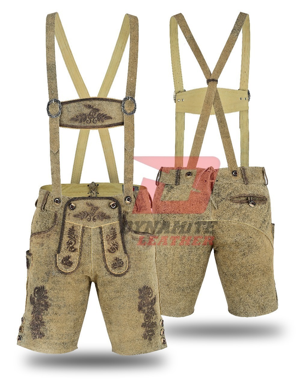 Men Oktoberfest Lederhosen- Authentic Bavarian Lederhosen-Suede Leather Trousers