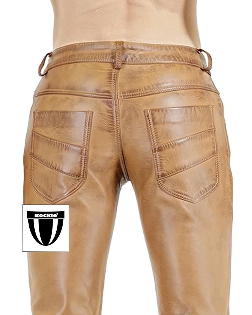 Bockle ® 2021 stretch brown men’s leather pants leather jeans real leather classy jeans