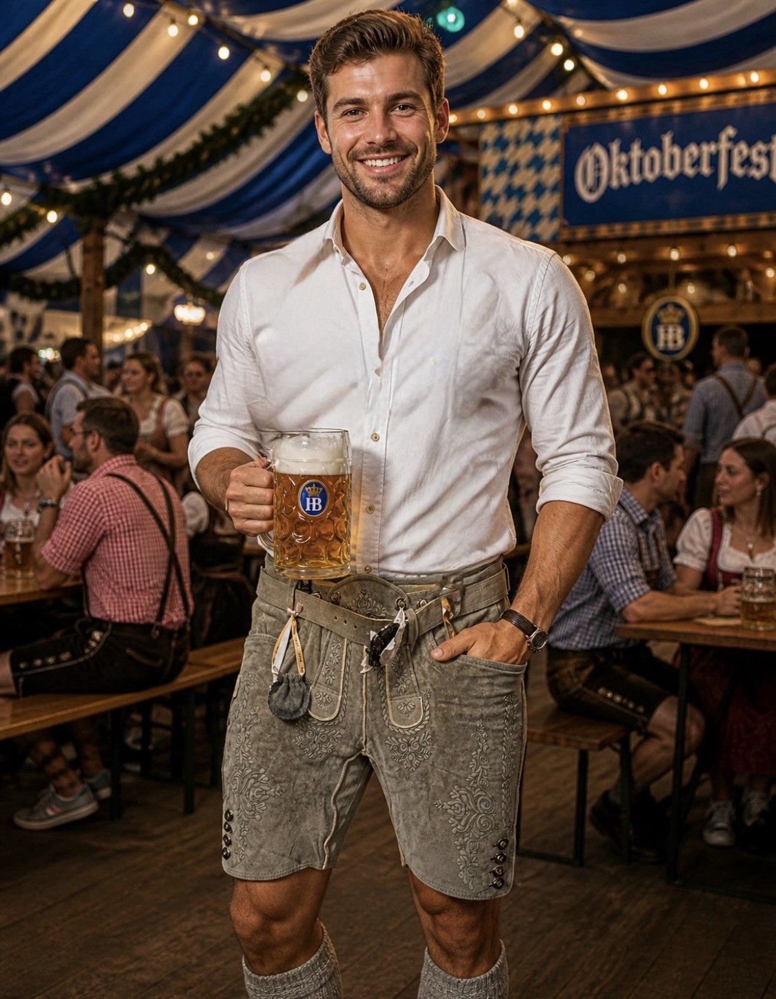 Alps Oak Trachten Wear Alpine Bavaria Suede Leather Lederhosen Oktoberfest Size