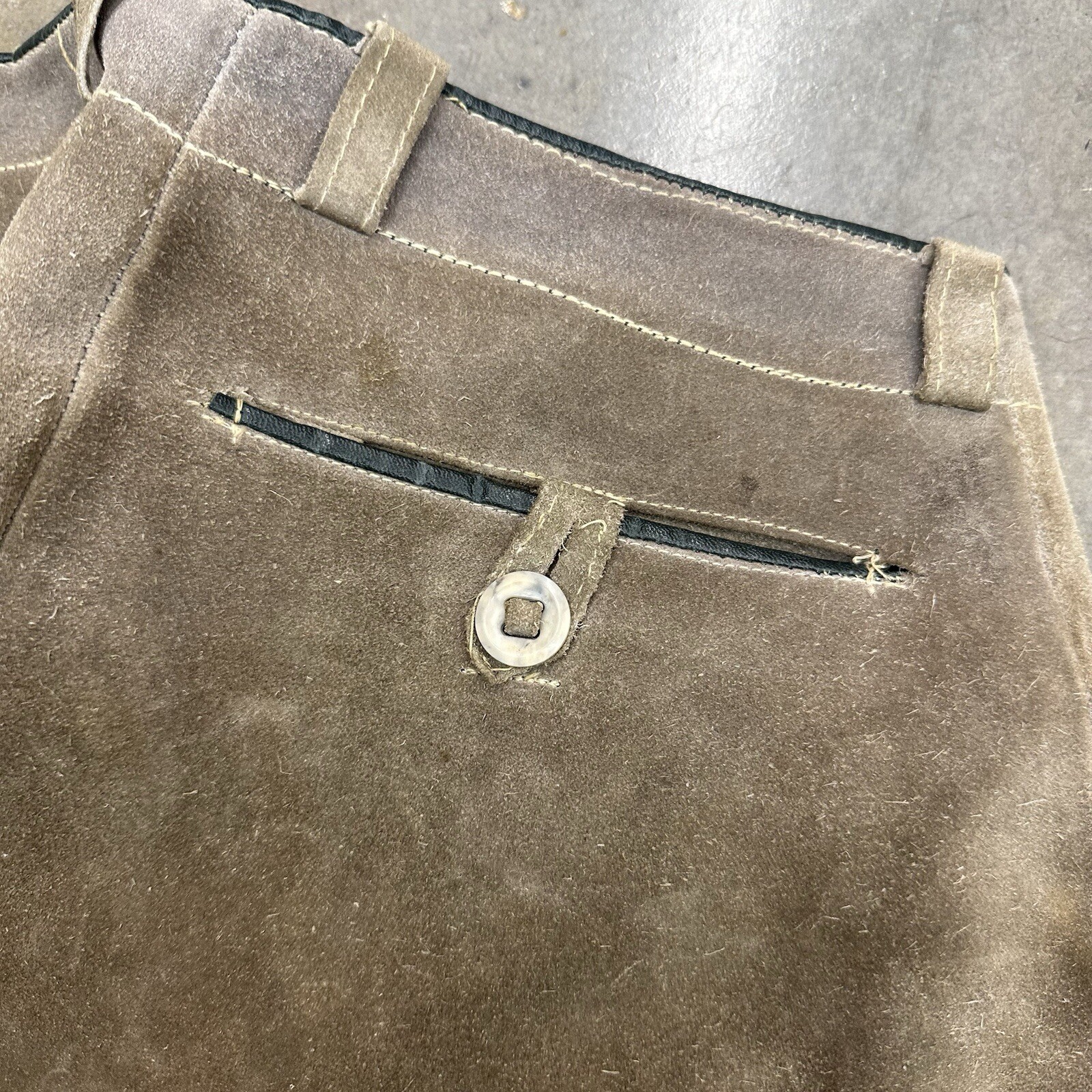 Vintage Suede Leather Traditional German Lederhosen Shorts 60s 70s