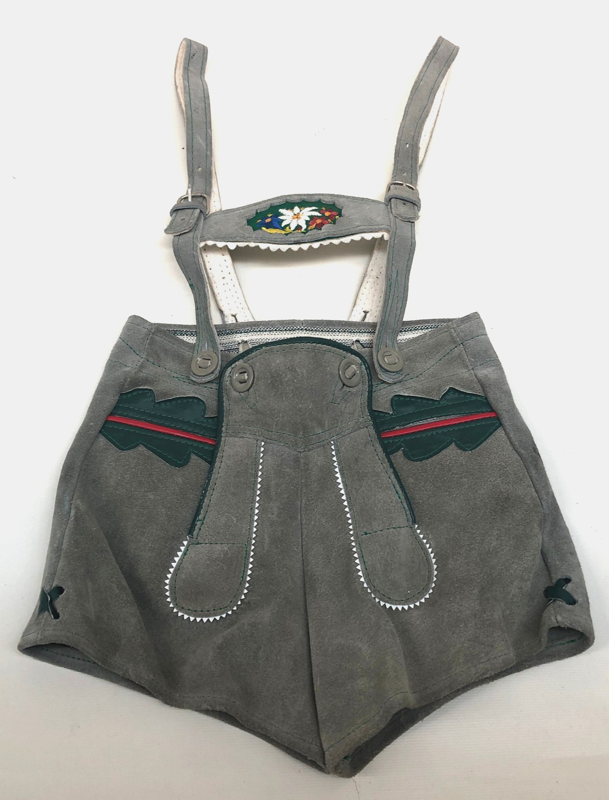 Vtg Lederhosen Suede Leather German Bavarian Genuine Youth/Kids 18”+ Waist