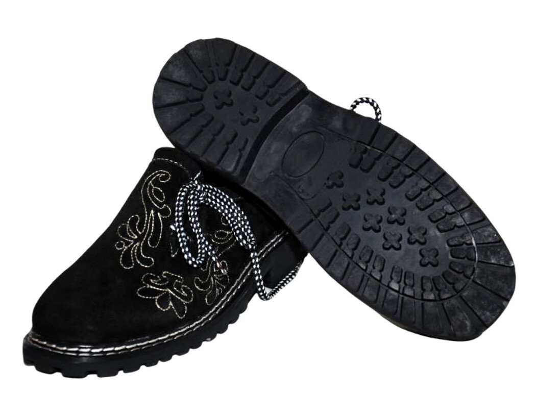 Black LEATHER Shoes German 9 10 11 12 13 Lederhosen Bundhosen Oktoberfest Men