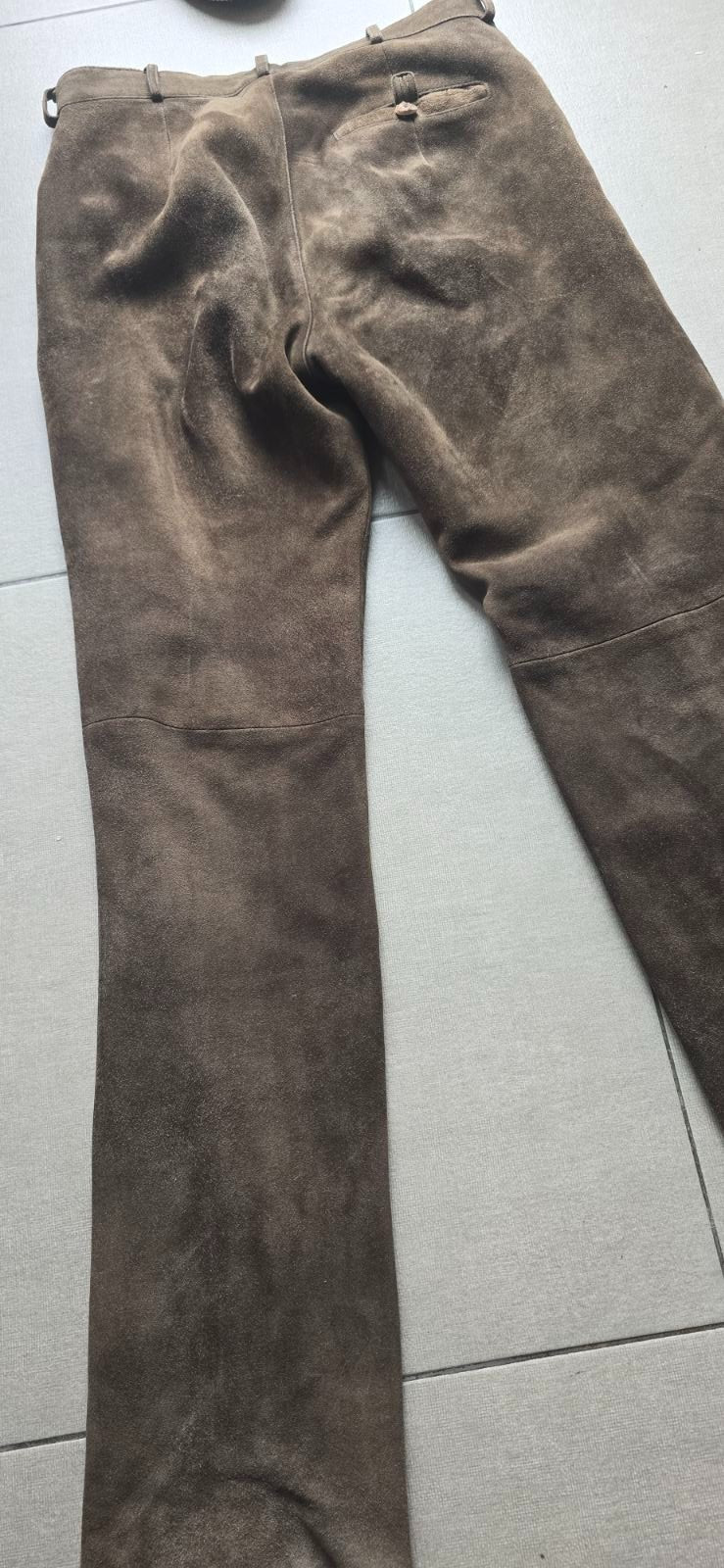 KALTENBACHER Vintage Brown Goatskin Suede Leather Trousers Trachten Alpine Sz 50