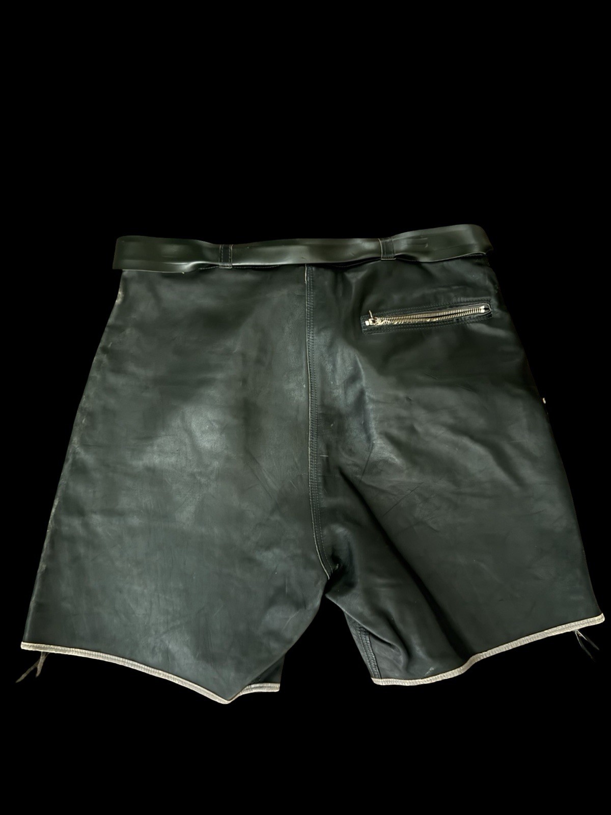 Vintage 60s Lederhosen Scout Germán Shorts Soft Leather Double Zipper Mens 34 W