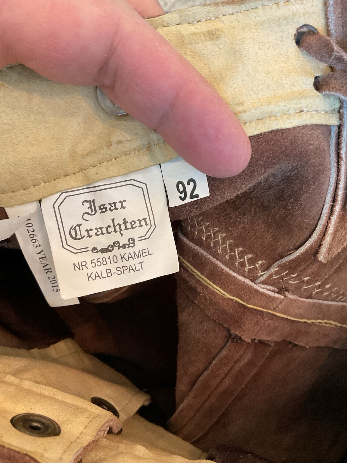 Traditional German Lederhosen Embroidered Suede Leather 92 12 Mo Tan Toddler