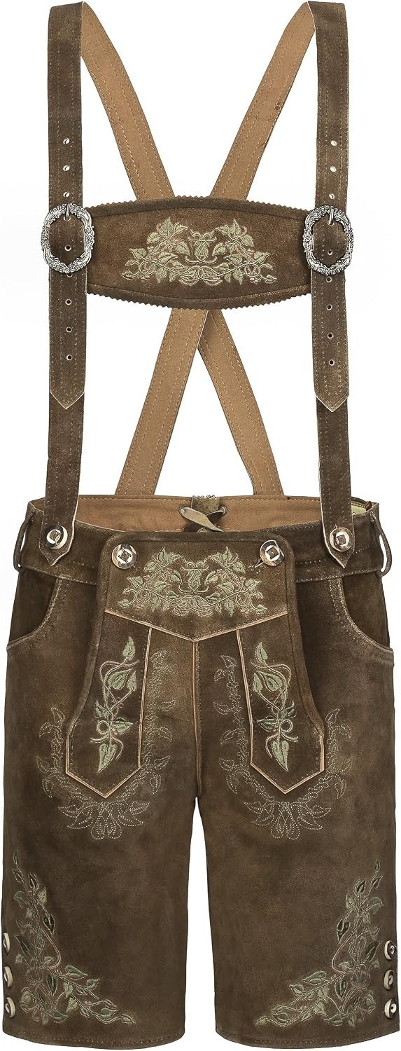 Authentic Bavarian Suede Lederhosen with Suspenders – Perfect for Oktoberfest