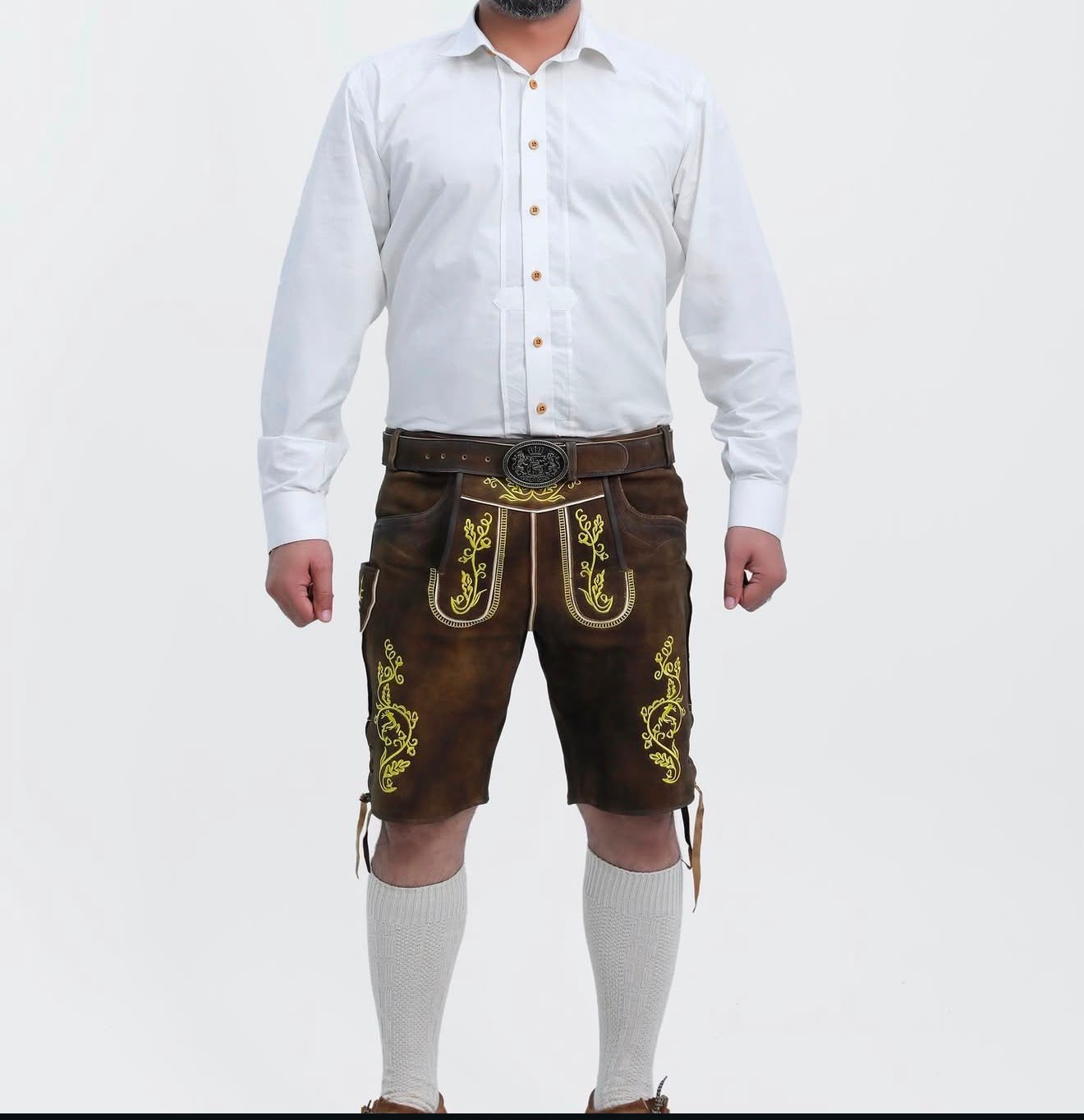 Bavarian Mens Lederhosen Oktoberfest German Beer Fest Leather Shorts Embroidered