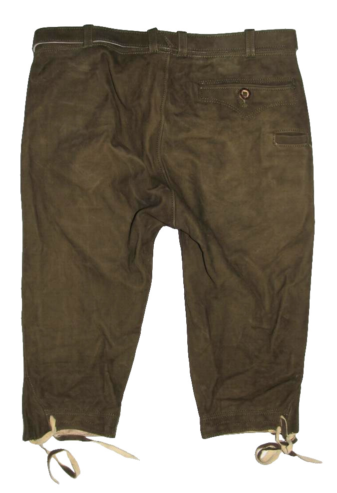 Men’s Trachten Knee-Length Lederhosen / Trachten Trousers In Olive Green Size 50