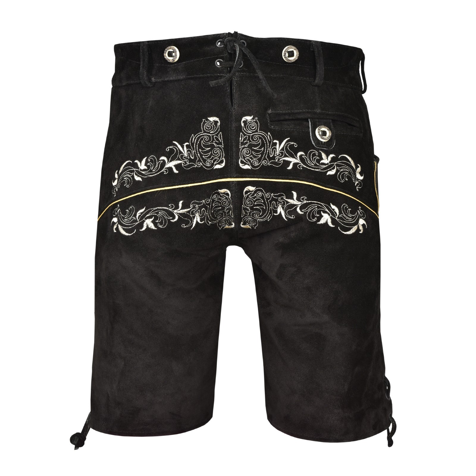 Men Traditional Leather Oktoberfest Lederhosen (Brown, Black, Gold, Med Brown)