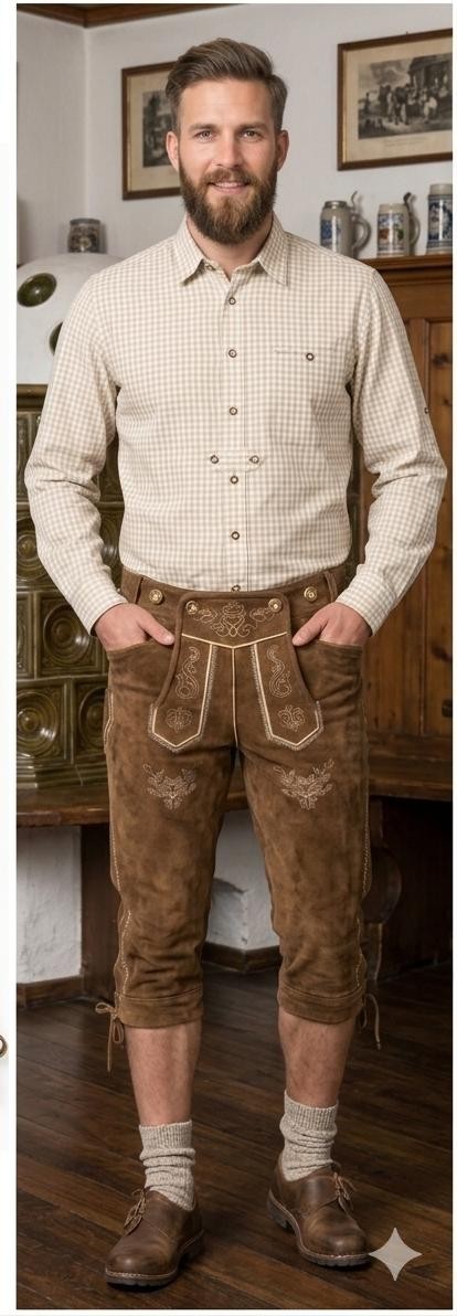 Noble House Men’s Traditional Leather Pants with Straps Suede Capri Light New
