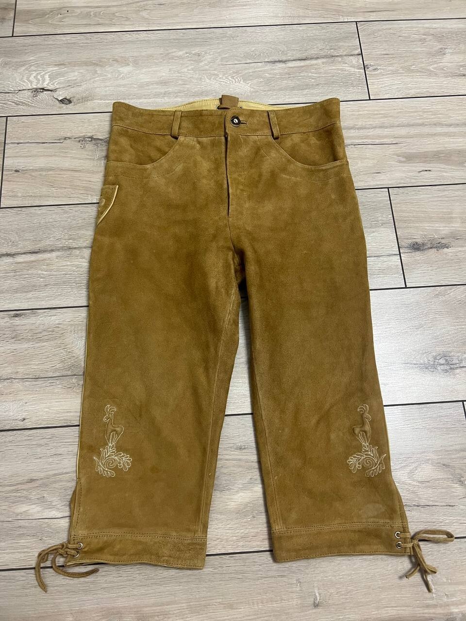 Men Der Wildschutz Leather Trachten Loden 3/4 pants Oktoberfest National 33×18
