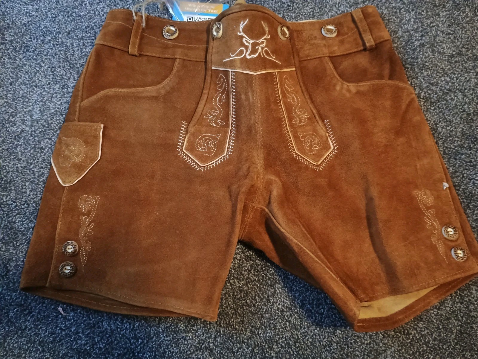 New BAVARIA TRACHTEN Lederhosen Genuine Leather Shorts Size 4
