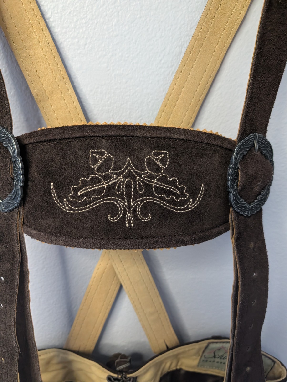 Schöneberger Trachten Lederhosen Shorts Sz 36 Brown Suede Leather Oktoberfest…
